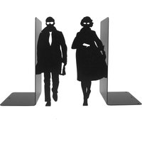 Paar Große Schwarze Buchstützen "Secret Agents" von ShohanDesign