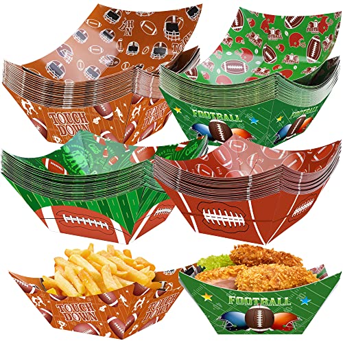 Shojoy 48 Stück Fußball-Papierschalen Quadratische Fußball-Snackschale Servierschale für Game Day Heckklappe Sport Event Fußball Party Supplies von Shojoy