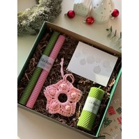 Weihnachten Und Neujahr Geschenkbox - Weihnachtskerzen Geschenkset Personalisiertes Geschenk Farbkerzenhalter Bienenwabenkerze von ShokunManufacture