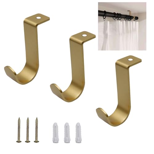 Shonmogar Deckenvorhangstangenhalterungen, 3 Stück, Metall-Gardinenstangenhalter mit Schrauben, Gardinenstangenhalterung für 2,5 cm Stange, stabile Gardinenstangenhaken für Zuhause, Büro, Terrasse, Shonmogar Deckenvorhangstangenhalterungen, 3 Stück, Metall-Gardinenstangenhalter mit Schrauben, Gardinenstangenhalterung für 2,5 cm Stange, stabile Gardinenstangenhaken für Zuhause, Büro, Terrasse, von Shonmogar