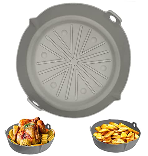 Wiederverwendbare Silikonform für Heißluftfritteuse, Antihaft Airfryer Silikonform, Air Fryer Silikon Backform Zubehör in rund - 20cm Air Fryer Silikon Pot Liners von Shonye