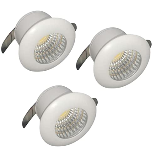 Shop SoftAir® 3 Stück Mini-Spot-LED-Strahler, Weiß, 3 W, natürliches Licht, kalt, 27 mm, Innenraum, Gipskarton, mit Transformator (warmes Licht 3000 K) von Shop SoftAir