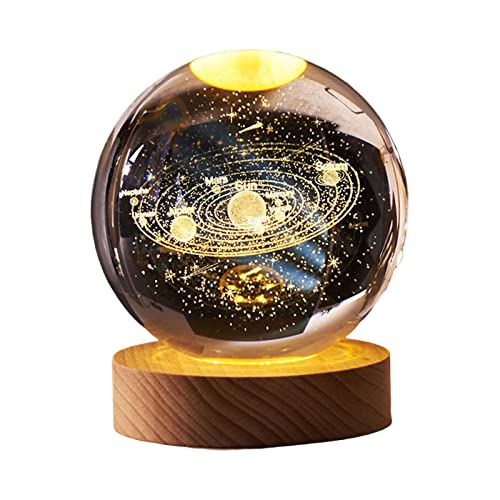Shop-UP! 3D-Solar-Lampe mit Kristallkugel, mit Sockel und USB-LED-Licht, inklusive Geschenkbox, Nachtlicht von Shop-UP!