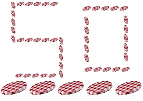 Shop of Wonder 50x Schraubdeckel ROT-WEIß KARIERT Einmachdeckel Twist-Off-Deckel to 82 für Einmach- und Sturzgläser mit Ø 82 mm Mündung von Shop of Wonder