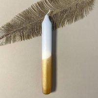 Dip Dye Stabkerzen in Hellblau & Gold, Handgefärbt von ShopCeris