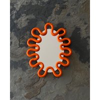 Oval Very Wavy Mirror - Hand Sculpted Squiggly Funky Decor Vibrant Colors Unique One Of A Kind Orange Oval Very Wavy Mirror - Hand Sculpted Squiggly Funky Decor Vibrant Colors Unique One Of A Kind Orange von ShopDovia