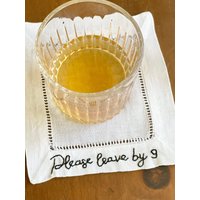 Bestickte Leinen Cocktailserviette, Serviette von ShopElysianFields