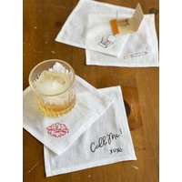 Flirty Bar Cocktail Servietten, Hand Bestickt Stoffservietten von ShopElysianFields