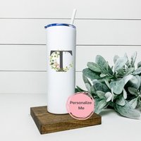 Alphabet Becher, Name Buchstabe T, Floral, Gold, Geschenk Für Sie, Geburtstagsgeschenk, Muttertagsgeschenk, Mama, Personalisiert, Individuell von ShopHarlowBoutique