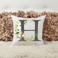 Buchstabe H, Floral, Akzentkissen, Personalisiertes Geschenk, Individuelles Wohndekor von ShopHarlowBoutique