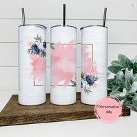 Floral Tumbler, Aquarell Becher, Geschenk Für Sie, Mama, Personalisiert von ShopHarlowBoutique