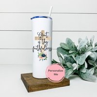 Groß Ist Deine Treue, Kreuz, Religiöser Becher, Geschenk Für Sie, Ihn, Floral von ShopHarlowBoutique