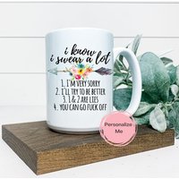 Ich Weiß, Ich Schwöre Viel Kaffeebecher, Erwachsenen Humor, Personalisiert, Blumen, Geschenk Für Sie, Lustige Becher Ich Weiß, Ich Schwöre Viel Kaffeebecher, Erwachsenen Humor, Personalisiert, Blumen, Geschenk Für Sie, Lustige Becher von ShopHarlowBoutique