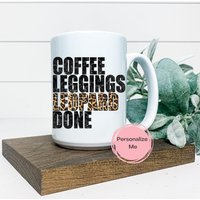 Kaffee, Leggings, Leopard, Fertig Kaffeebecher, Geschenk Für Sie, Mama von ShopHarlowBoutique