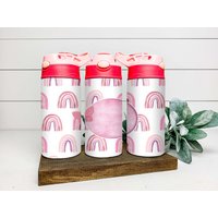 Personalisierte Flip Top Kinderbecher, Regenbogen, Pink, Schnabeltasse, Benutzerdefinierte 12 Oz Wasserflasche, Kleinkindbecher von ShopHarlowBoutique