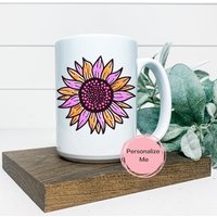 Sunflower Kaffeebecher, Blumenbecher, Geschenk Für Sie, Mitarbeiter Geschenk, Personalisiert, Teebecher von ShopHarlowBoutique