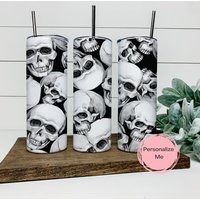 Totenkopf Becher, Schwarz Und Grau Geschenk Für Sie, Mama, Ihn, Personalisiert von ShopHarlowBoutique