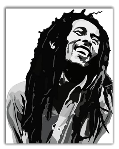Bob Marley Wand-Kunstdruck – Reggae-Musiker schwarz-weiß Wandkunst – 28 x 35 cm – ungerahmt – Dekoration für Zuhause, Schlafzimmer, Wohnheim, Geschenk von ShopHaven