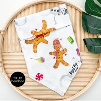 Frostig Und Ginger Bandana | Chrisms Tie On Hundehalstuch Frostig Der Schneemann Hundeschal Lebkuchenmann Haustier Accessoire Let It Snow Urlaub von ShopHazelPupDesigns