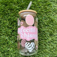 Cafecito Y Chisme Glastasse | Concha Bierdose Glas Eiskaffeeglas Herz Tasse Eiskaffee Gläser Natron von ShopLovedAlways