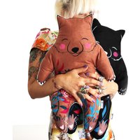 Wombat Diy Kit - Braun Oder Schwarz Kissen Softie Plüsch Mit Blumen Dekokissen Tier Homewares Kinderzimmerdeko von ShopMissElla