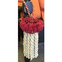 Himbeerleder Schleifenfransen - Himbeerband Großes Paar Quasten 43 cm Quaste Verzierung Stühle Drapierung von ShopMyFabrics