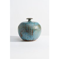 Große Vintage Studio Keramik Vase Mit Blauer Tropfglasur // Bauchiges Bauchiges Gefäß Künstler Signiert Große Vintage Studio Keramik Vase Mit Blauer Tropfglasur // Bauchiges Bauchiges Gefäß Künstler Signiert von ShopNewUse