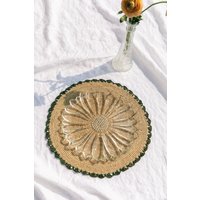 Aura Green Edge Tischset Handgemachte Raffia Runde Rustikale Boho Essmatte Natürliche Häkeln Tischdekoration Handwerker Eco Freundliche Bauernhaus Aura Green Edge Tischset Handgemachte Raffia Runde Rustikale Boho Essmatte Natürliche Häkeln Tischdekoration Handwerker Eco Freundliche Bauernhaus von ShopPaytonJames
