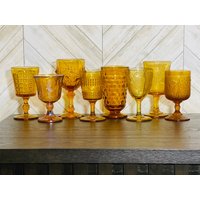 Vintage Mismatched Bernstein Wasser Becher Mehrfarbig Gelb Weingläser Boho Bauen Sie Ihr Eigenes Set Regenbogen Hochzeit Gläser Mcm von ShopPennVintage
