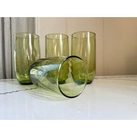 Hazel Atlas Avocado Green Swirl Becher 4Er Set von ShopPilgrim