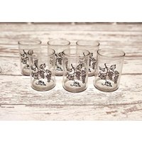 6 Schnapskristallgläser Vintage Sowjetunion, Kristallgetränke in Originalverpackung, Udssr Trinkset, Alte Barware Wodka Schnapsgläser von ShopVintageUA