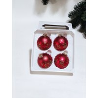 Vintage Christbaumschmuck, Rote Christbaumkugeln, Weihnachtsdeko von ShopVintageUA