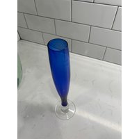 Große Kobalt Blaue Mid Century Vase Aus Klarglas von ShopVintageWell