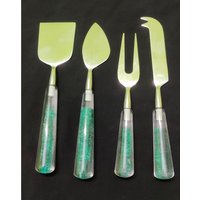 Käsemesser-Set Aus Stahl Grüne Epoxidharz-Griffe | 4Er-Set von ShopbyMoon