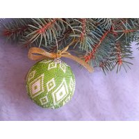 Weihnachtskugel Grüne Geometrie, Weihnachtsbaum, Handgemachte Weihnachtsdekoration, Weihnachtsgeschenk, Weihnachtskugeln Aus Perlen von ShopebyMariya