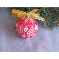 Weihnachtskugel Rosa Geometrie, Weihnachtsbaum, Handgemachte Weihnachtsdekoration, Weihnachtsgeschenk, Weihnachtskugeln Aus Perlen von ShopebyMariya