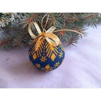 Weihnachtskugel Winter Motiv3, Tannenbaum, Handgemachte Weihnachtsdekoration, Weihnachtsgeschenk, Weihnachtskugeln Aus Perlen von ShopebyMariya