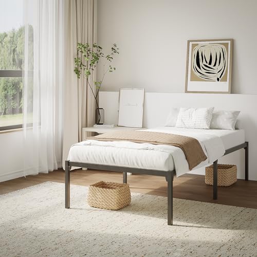 Shopeco Quickdreams EasyFrame Bettrahmen 36cm H Metallbett mit Lattenrost, Bettgestell aus Metall, Modern Doppelbett Einzelbett, Schwarz 90 x 200 cm, Keine Schrauben oder Werkzeug benötigt von Shopeco