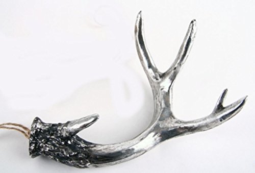 Shophaus24 Deko Geweih Silber mit Strick zum hängen und Legen. Länge Geweih 14cm. 1 Stück von Shophaus24