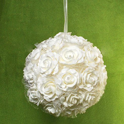 Dekorationskugel weiße Rosen zum Aufhängen Kugel ca. 40 cm Durchmesser Rosenkugel von Shophaus24