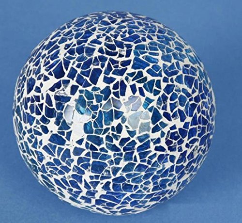 Shophaus24 Deko Glas Keramik Kugel Mosaik Türkis/Blau. Durchmesser 12cm von Shophaus24