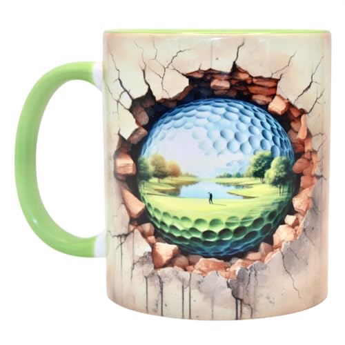 Shopi Zone Keramiktasse mit Golfmotiv in 3D-Effekt – ideal für Golfliebhaber und Natur von Shopi Zone