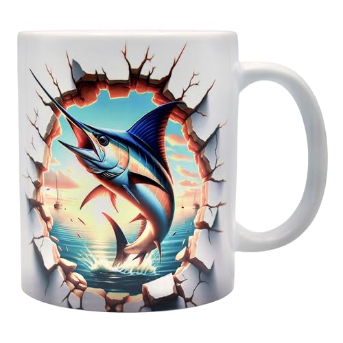 Shopi Zone Keramiktasse mit Schwertfisch und Meeresszene in 3D-Effekt - Natur und Abenteuer von Shopi Zone