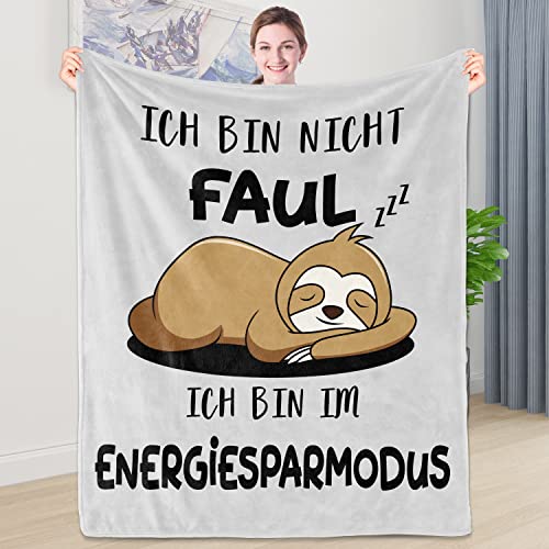 Shoppawhile Faultier Geschenk Lustige Geschenke für Frauen und Männer Faultier Decke 130×150 cm Weihnachten Geburtstag Witzige Geschenke für Freundin Flanell Faultier Kuscheldecke von Shoppawhile