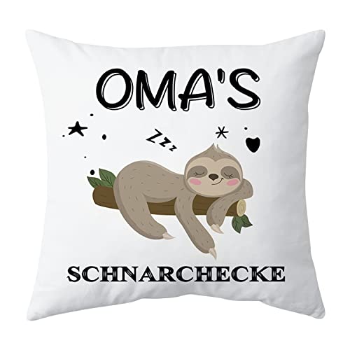 Shoppawhile Oma Geschenk Oma Geburtstagsgeschenk Muttertag Weihnachten Geschenk für Oma Faultier Geschenk Weiß Kissenbezug 45x45cm Muttertagsgeschenk für oma von Shoppawhile