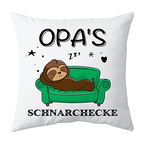 Shoppawhile Opa Geschenke Geburtstag Vatertagsgeschenk Weihnachten Geschenk für Opa Faultier Geschenk Weiß Kissenbezug 45x45cm von Shoppawhile