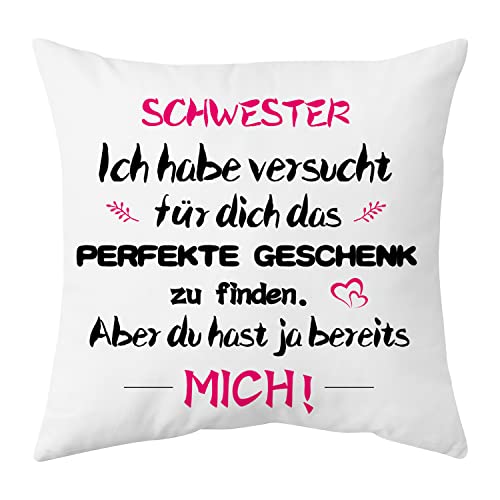 Shoppawhile Schwester Geschenk zum Geburtstag, Weihnachten Geburtstagsgeschenk Kissenbezug 40x40cm von Shoppawhile