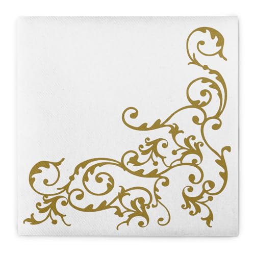 Servietten Pomp Gold-Weiß Tischdeko Hochzeitsdeko Servietten falten 50Stk 40x40cm von Mank