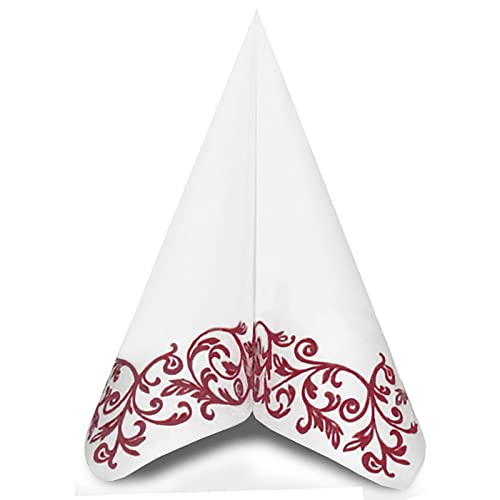 Shoptoria Rob Bordo Servietten dunkelrot mit Ornamentmuster – Tisch-/Hochzeitsdekoration – 50 x Servietten zum Falten, 40 x 40 cm von Heroicn vsbfg