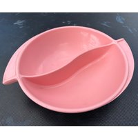 Mid Century Atomic Bubblegum Pink Boonton Boontonware Geteilte Servierschale von Shopundertherose